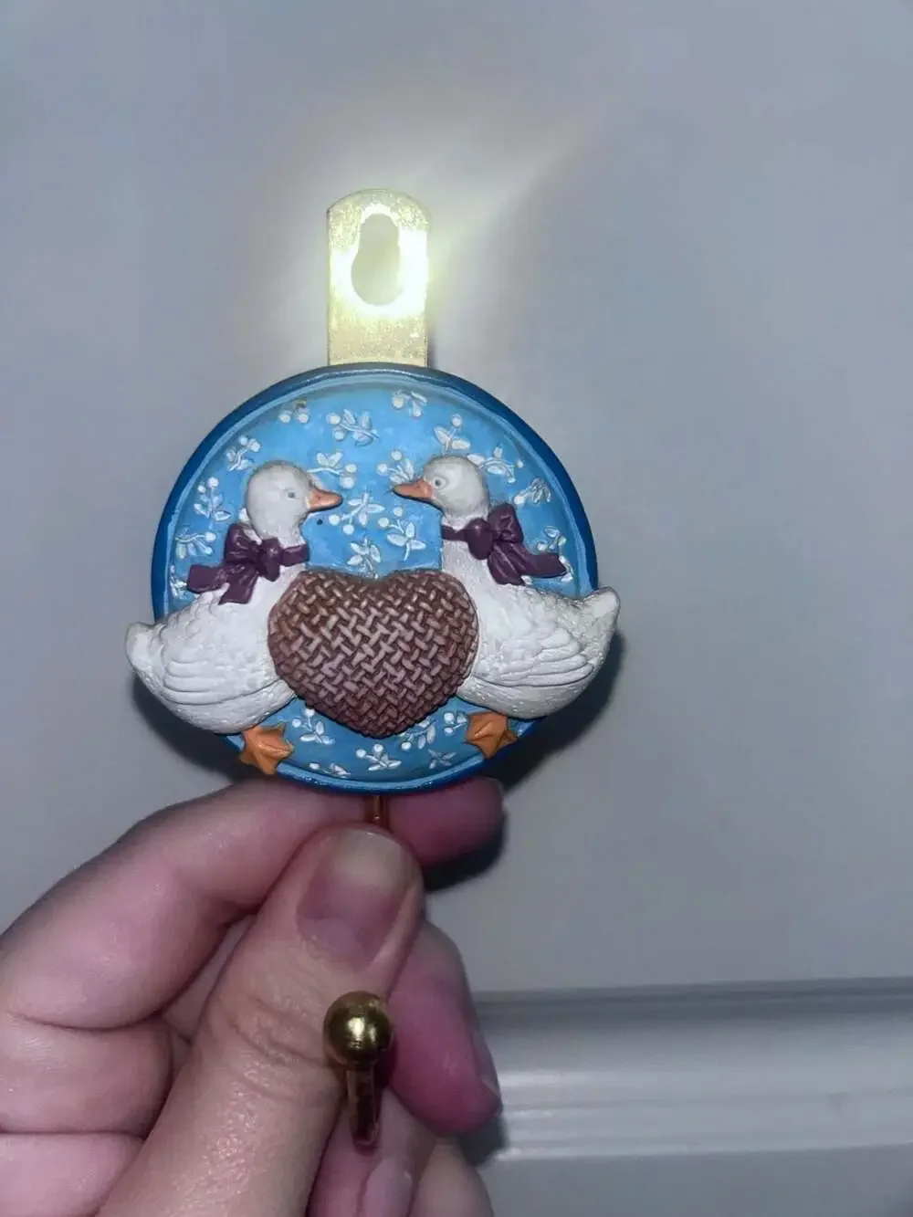 Vintage Country Kitchen Decorative Wall Hook with Two Ducks and Heart